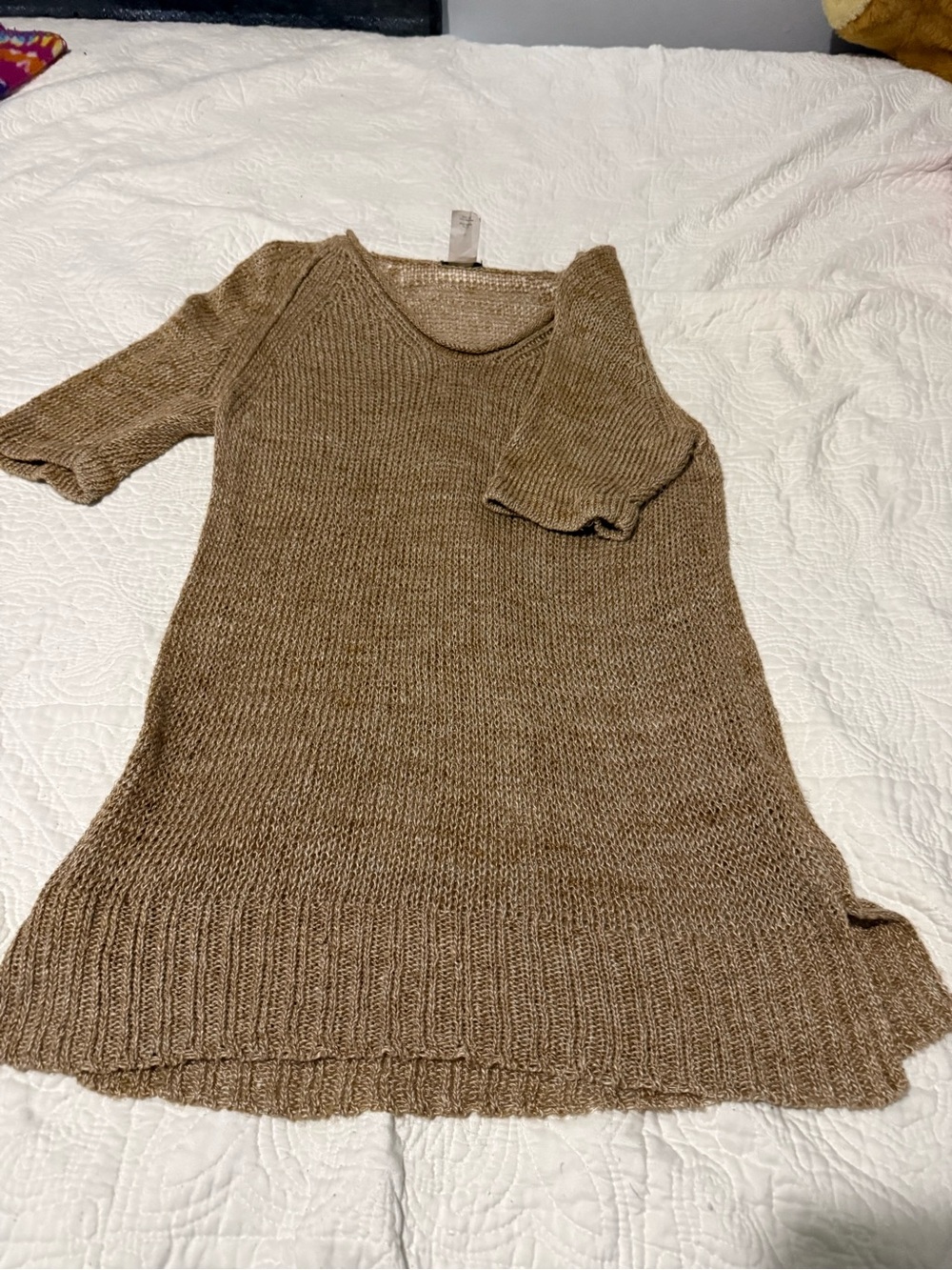 J. Crew Tan Crewneck Knit Short-Sleeve Sweater